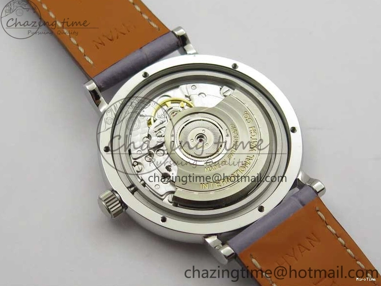 MIROTIME 0510 Attractive Portofino 37mm SS V7F 1:1 Best Edition Gray Dial Diamonds Bezel on Gray Leather Strap A 7091